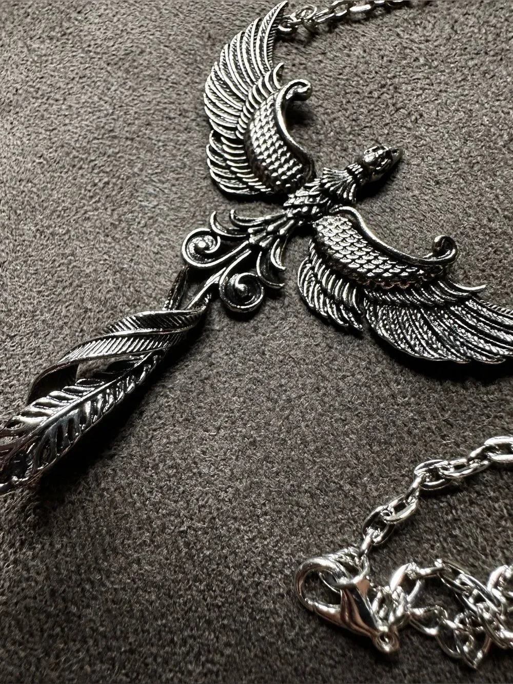 Silver Phoenix Pendant Necklace - unisex